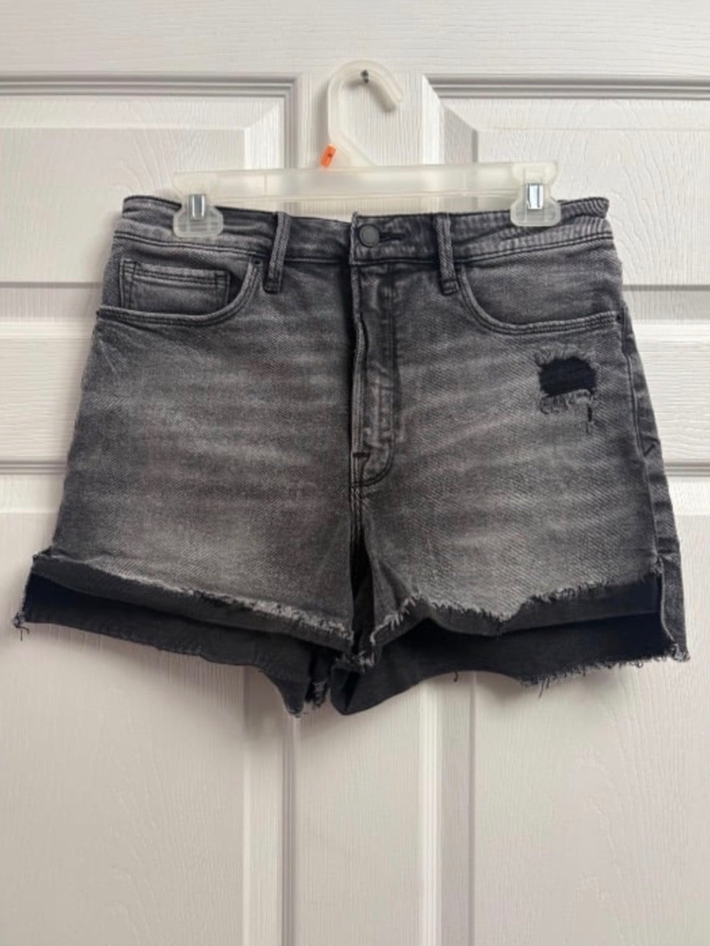 Women's Good American Distressed Black Jean Shorts